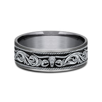 The Longhorn Men's Wedding Band in Grey Tantalum and 14K White Gold - 7.5mm Width by Brook and Branch