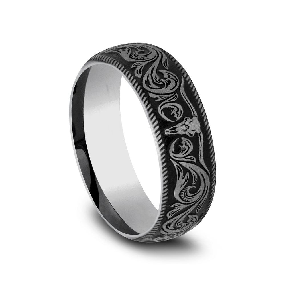 The Longhorn Men's Wedding Band in Tungsten - 8mm Width by Forge