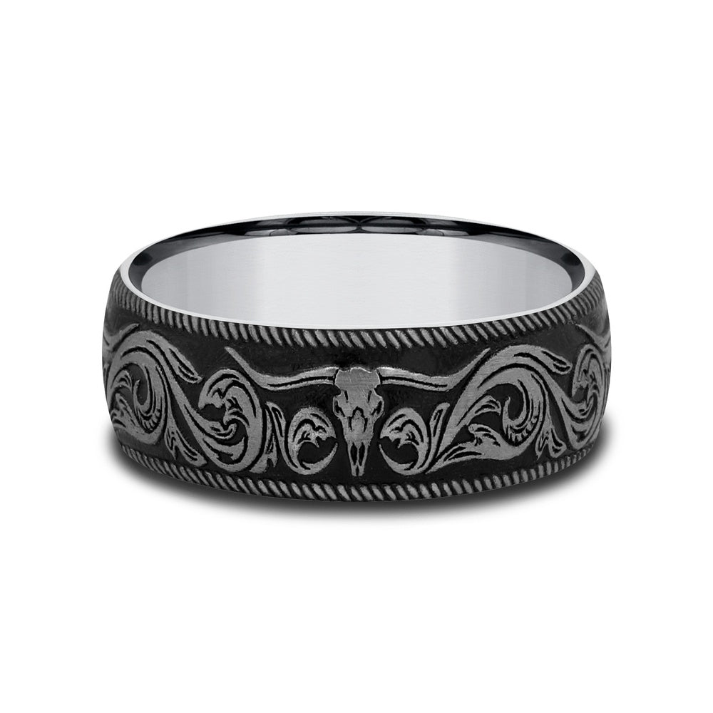 The Longhorn Men's Wedding Band in Tungsten - 8mm Width by Forge