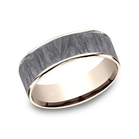 The Loom Men's Wedding Band in 14K Rose Gold and Grey Tantalum - 7.5mm Width by Ammara Stone