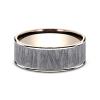 The Loom Men's Wedding Band in 14K Rose Gold and Grey Tantalum - 7.5mm Width by Ammara Stone