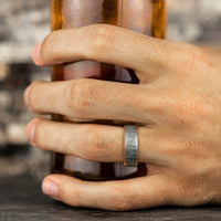 The Loom Men's Wedding Band in 14K Rose Gold and Grey Tantalum - 7.5mm Width by Ammara Stone