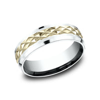 The Luxor Men's Wedding Band in 14K White and Yellow Gold - 7mm Width by Benchmark
