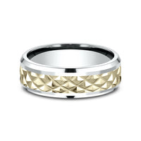 The Luxor Men's Wedding Band in 14K White and Yellow Gold - 7mm Width by Benchmark