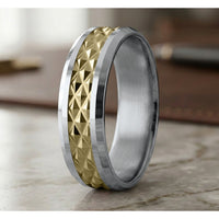 The Luxor Men's Wedding Band in 14K White and Yellow Gold - 7mm Width by Benchmark