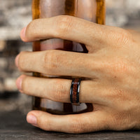 The Maker Men's Wedding Band in Black Cobalt and Wood - 8mm Width by Forge