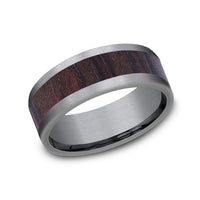 The Maker Men's Wedding Band in Grey Tantalum and Wood - 8mm Width by Tantalum