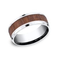 The Maker Men's Wedding Band in White Cobalt and Wood - 8mm Width by Forge