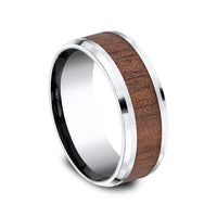 The Maker Men's Wedding Band in White Cobalt and Wood - 8mm Width by Forge