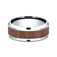 The Maker Men's Wedding Band in White Cobalt and Wood - 8mm Width by Forge