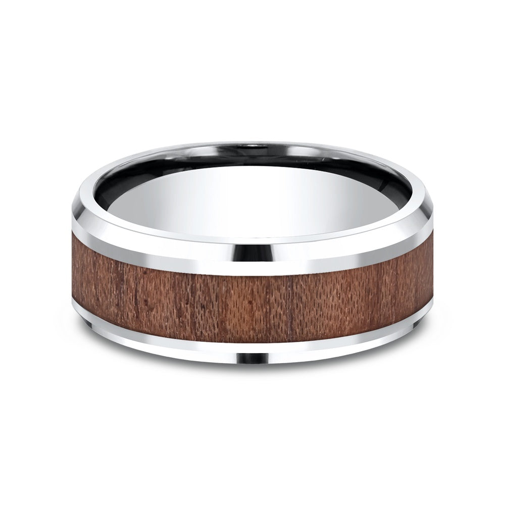 The Maker Men's Wedding Band in White Cobalt and Wood - 8mm Width by Forge