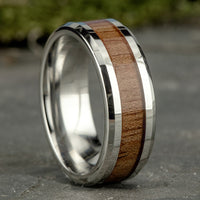 The Maker Men's Wedding Band in White Cobalt and Wood - 8mm Width by Forge