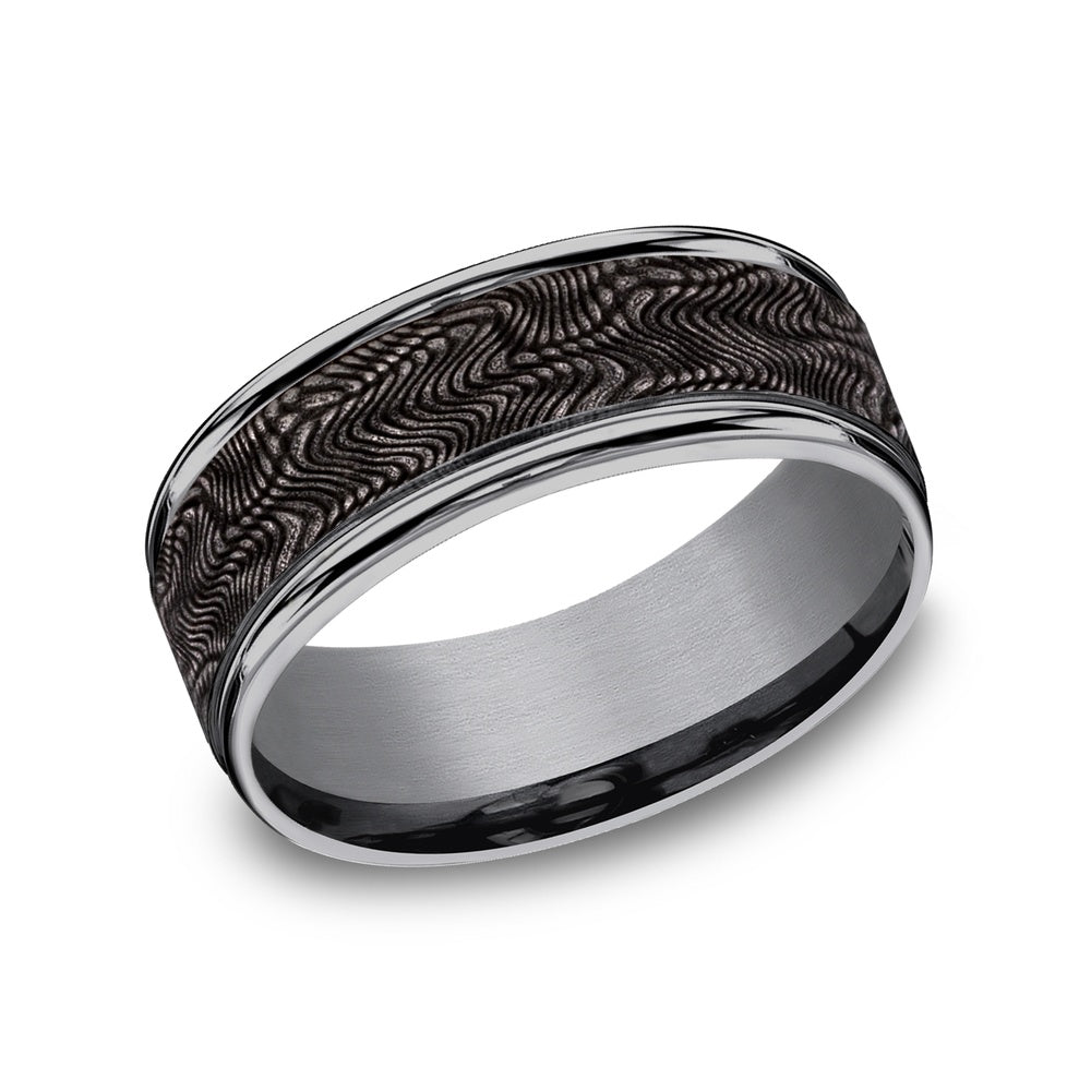 The Mamba Men's Wedding Band in Grey Tantalum - 8mm Width by Tantalum