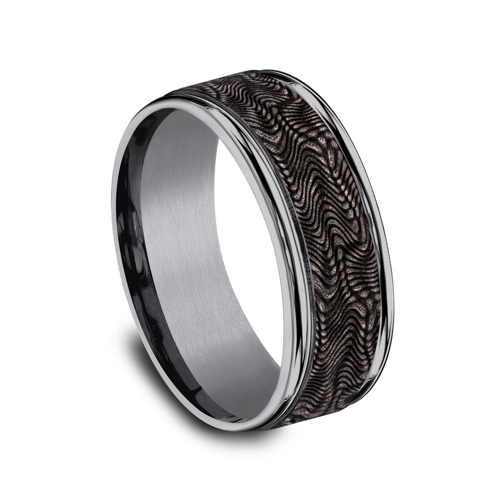 The Mamba Men's Wedding Band in Grey Tantalum - 8mm Width by Tantalum
