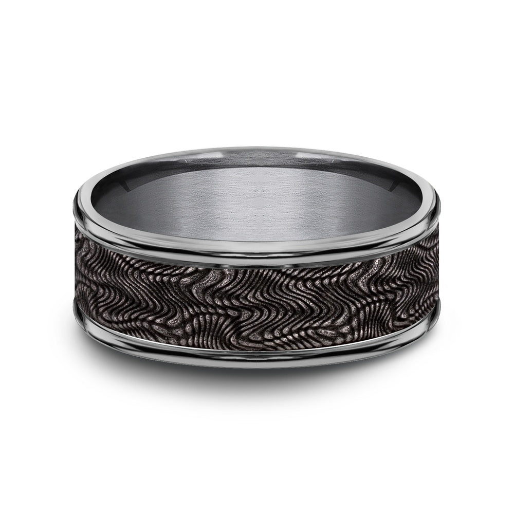 The Mamba Men's Wedding Band in Grey Tantalum - 8mm Width by Tantalum