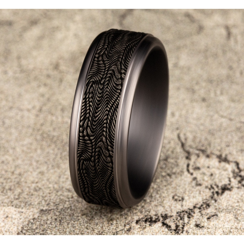 The Mamba Men's Wedding Band in Grey Tantalum - 8mm Width by Tantalum