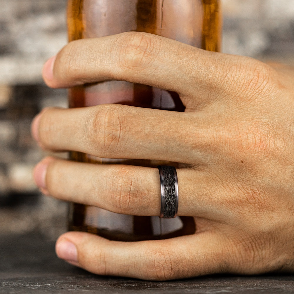 The Mamba Men's Wedding Band in Grey Tantalum - 8mm Width by Tantalum