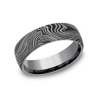 The Marble Men's Wedding Band in Grey Tantalum - 6.5mm Width by Tantalum
