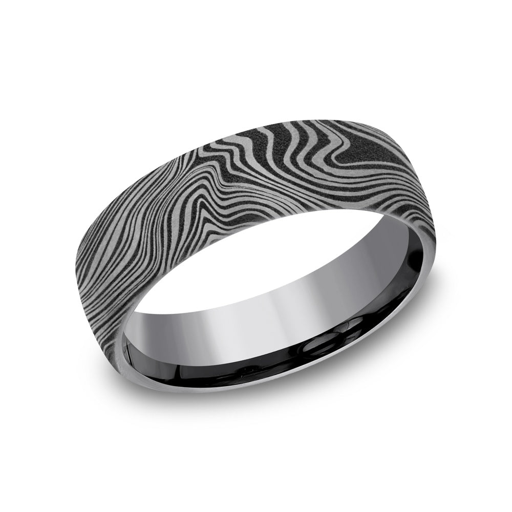 The Marble Men's Wedding Band in Grey Tantalum - 6.5mm Width by Tantalum