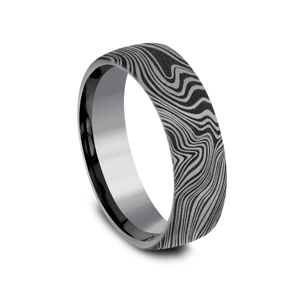 The Marble Men's Wedding Band in Grey Tantalum - 6.5mm Width by Tantalum