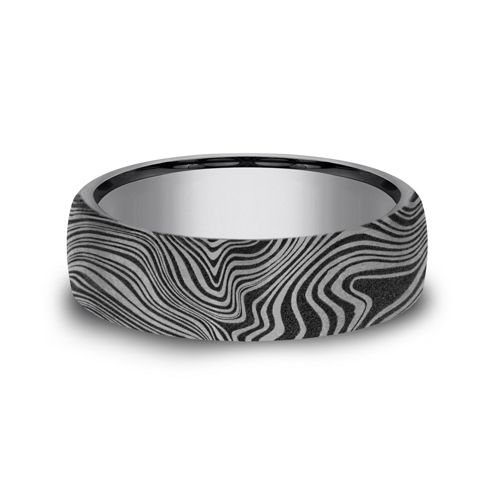 The Marble Men's Wedding Band in Grey Tantalum - 6.5mm Width by Tantalum