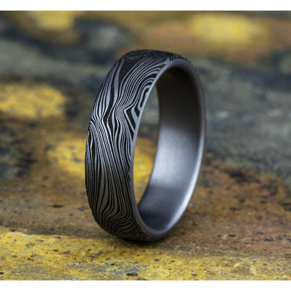 The Marble Men's Wedding Band in Grey Tantalum - 6.5mm Width by Tantalum