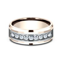 The Marquis Men's Wedding Band in 14K Rose and White Gold - 8mm Width by Benchmark