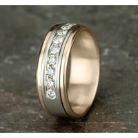 The Marquis Men's Wedding Band in 14K Rose and White Gold - 8mm Width by Benchmark