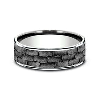 The Mason Men's Wedding Band in 14K White Gold and Grey Tantalum - 7.5mm Width by Ammara Stone