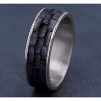 The Mason Men's Wedding Band in 14K White Gold and Grey Tantalum - 7.5mm Width by Ammara Stone