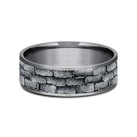 The Mason Men's Wedding Band in Grey Tantalum and 14K White Gold - 7.5mm Width by Ammara Stone