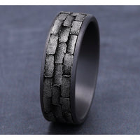 The Mason Men's Wedding Band in Grey Tantalum and 14K White Gold - 7.5mm Width by Ammara Stone