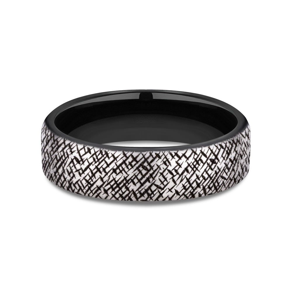 The Master Men's Wedding Band in Grey/Black Titanium - 6.5mm Width by Forge