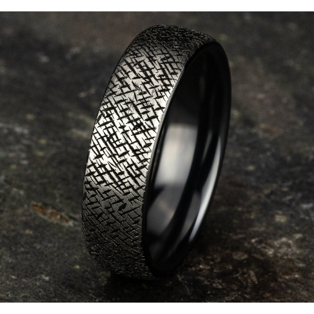The Master Men's Wedding Band in Grey/Black Titanium - 6.5mm Width by Forge