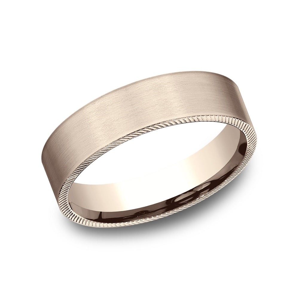 The Mastermind Men's Wedding Band in 14K Rose Gold - 6.5mm Width by Benchmark