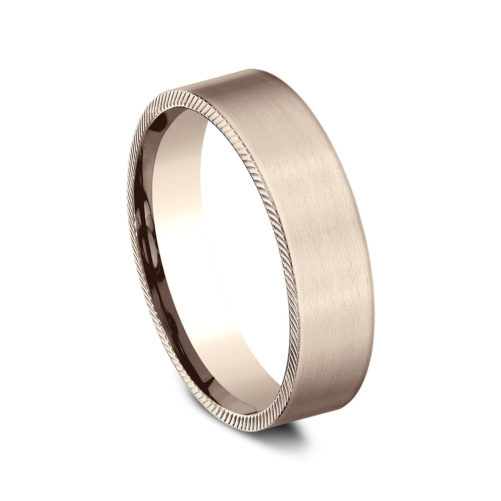 The Mastermind Men's Wedding Band in 14K Rose Gold - 6.5mm Width by Benchmark