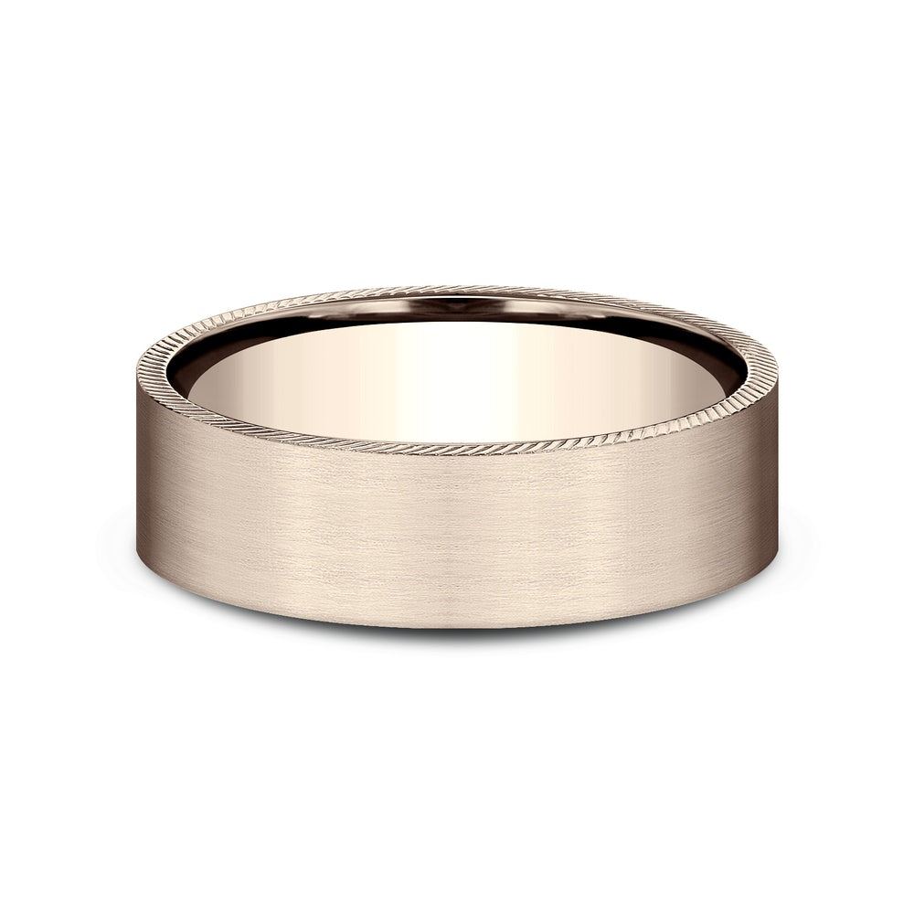 The Mastermind Men's Wedding Band in 14K Rose Gold - 6.5mm Width by Benchmark