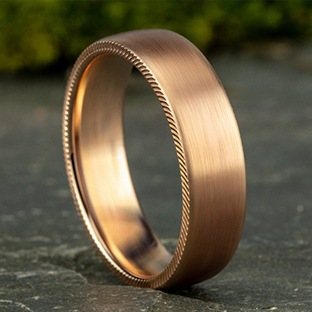 The Mastermind Men's Wedding Band in 14K Rose Gold - 6.5mm Width by Benchmark