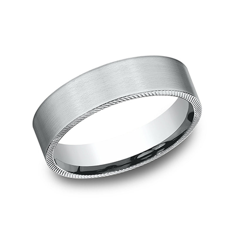 The Mastermind Men's Wedding Band in 14K White Gold - 6.5mm Width by Benchmark