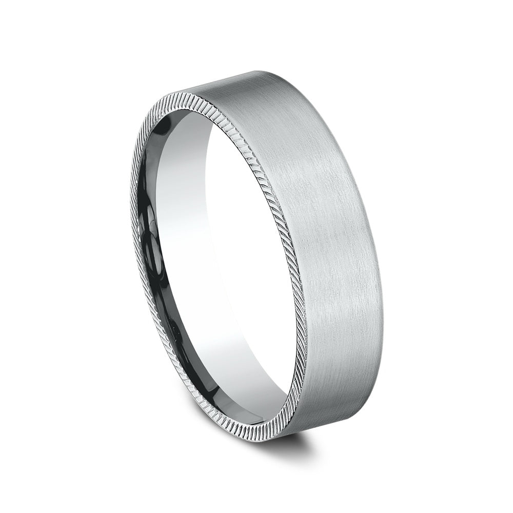 The Mastermind Men's Wedding Band in 14K White Gold - 6.5mm Width by Benchmark