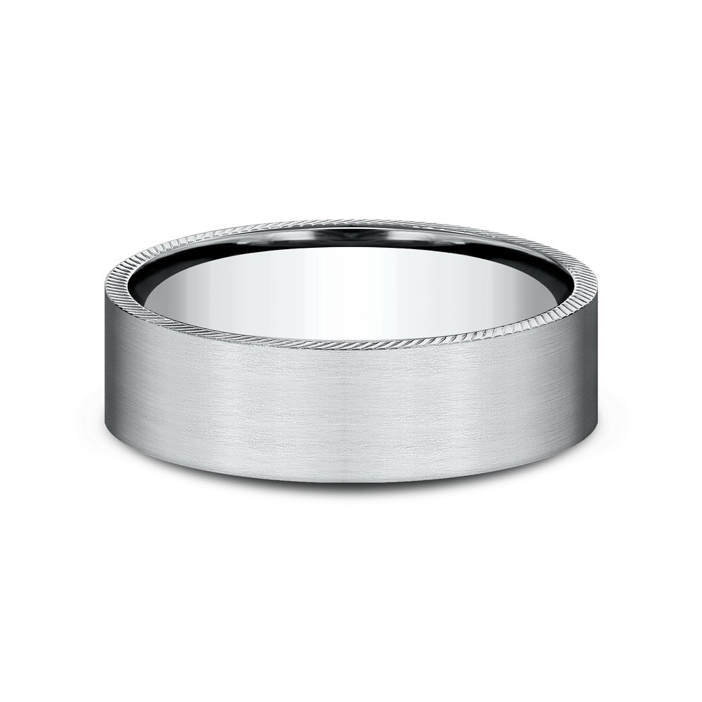 The Mastermind Men's Wedding Band in 14K White Gold - 6.5mm Width by Benchmark