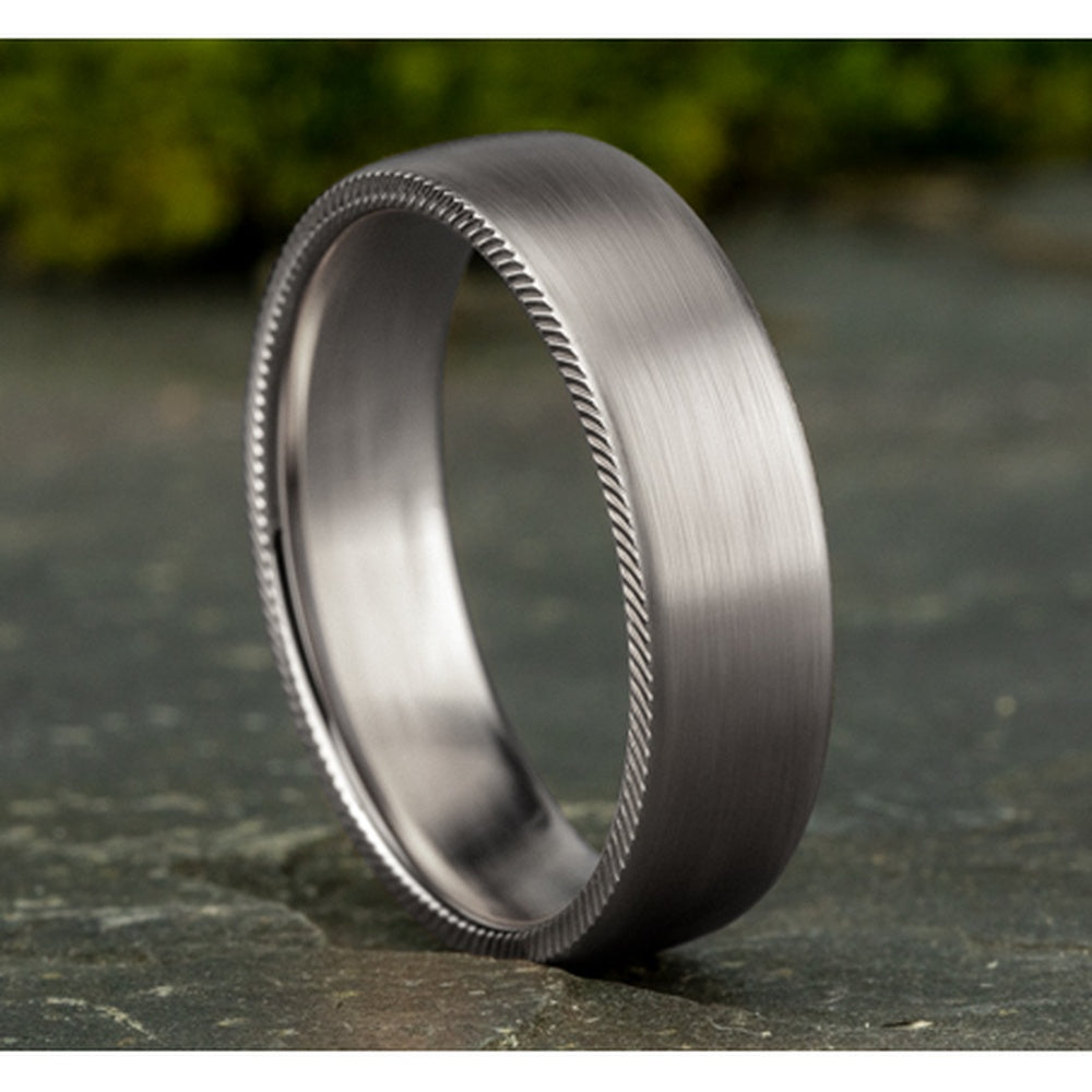 The Mastermind Men's Wedding Band in 14K White Gold - 6.5mm Width by Benchmark