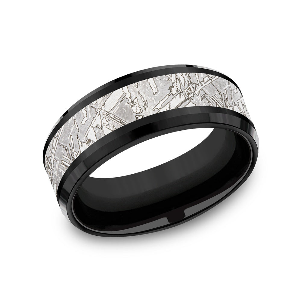 The Matrix Men's Wedding Band in Black Titanium and Grey Tantalum - 8mm Width by Tantalum