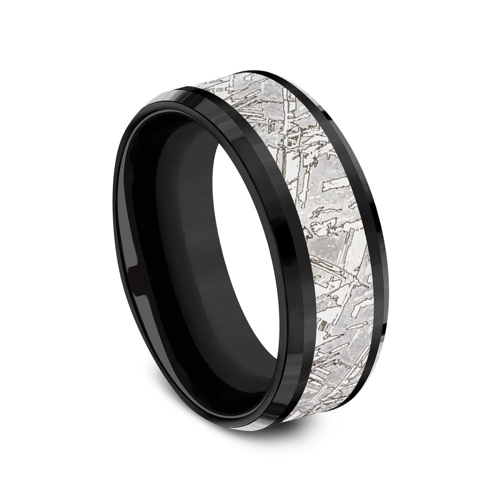 The Matrix Men's Wedding Band in Black Titanium and Grey Tantalum - 8mm Width by Tantalum
