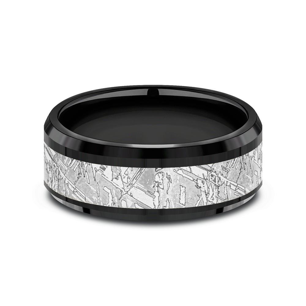 The Matrix Men's Wedding Band in Black Titanium and Grey Tantalum - 8mm Width by Tantalum