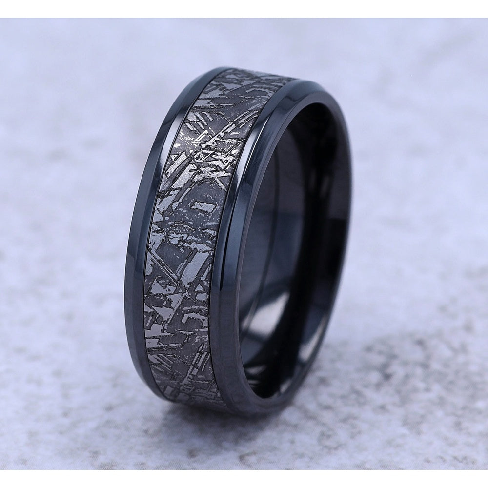 The Matrix Men's Wedding Band in Black Titanium and Grey Tantalum - 8mm Width by Tantalum