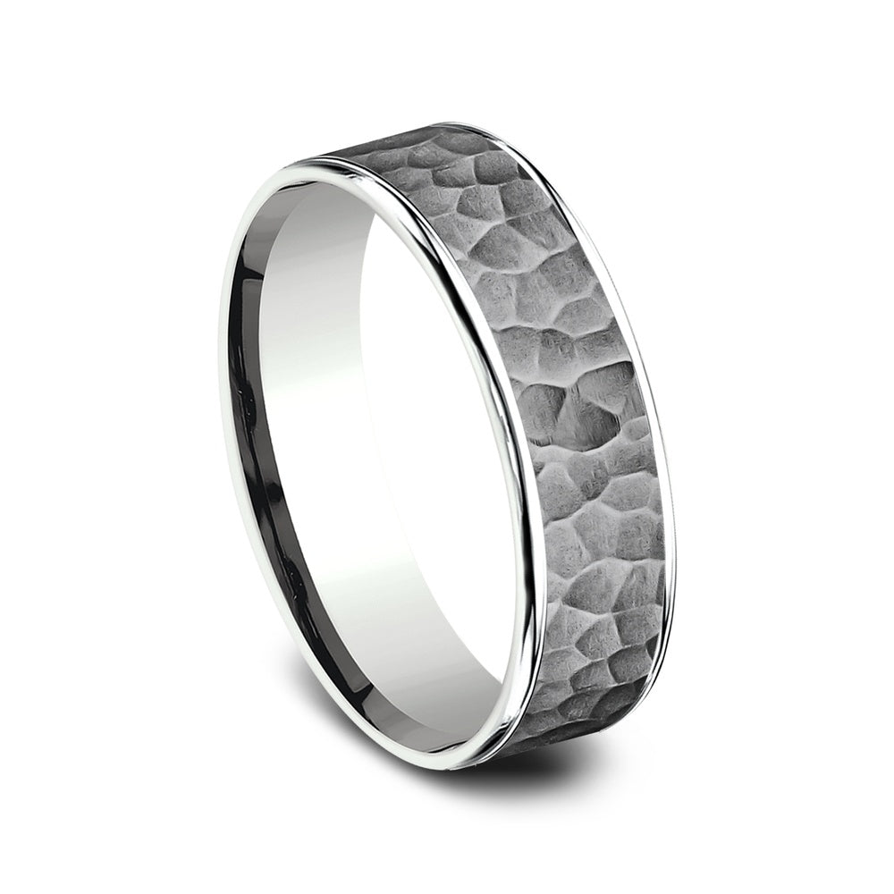 The Max Men's Wedding Band in 14K White Gold and Grey Tantalum - 6.5mm Width by Ammara Stone