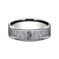 The Max Men's Wedding Band in 14K White Gold and Grey Tantalum - 6.5mm Width by Ammara Stone