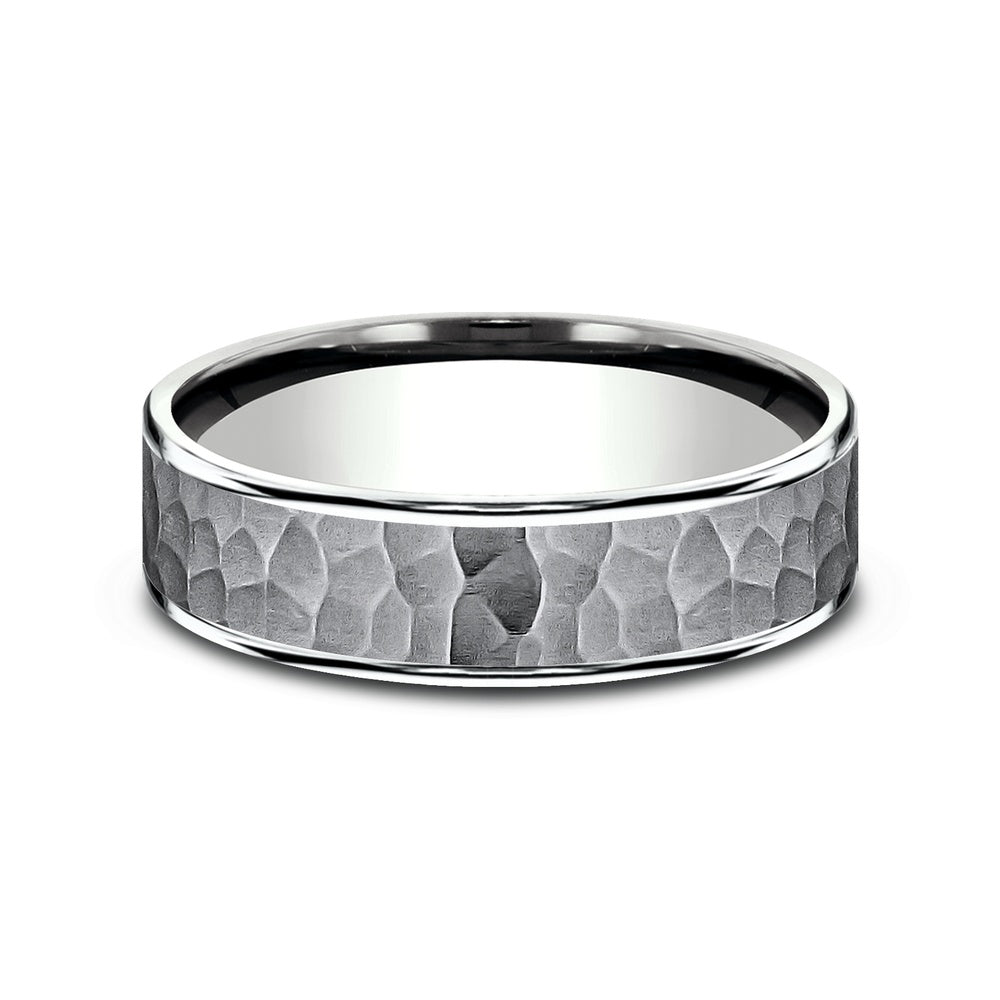 The Max Men's Wedding Band in 14K White Gold and Grey Tantalum - 6.5mm Width by Ammara Stone
