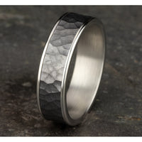 The Max Men's Wedding Band in 14K White Gold and Grey Tantalum - 6.5mm Width by Ammara Stone